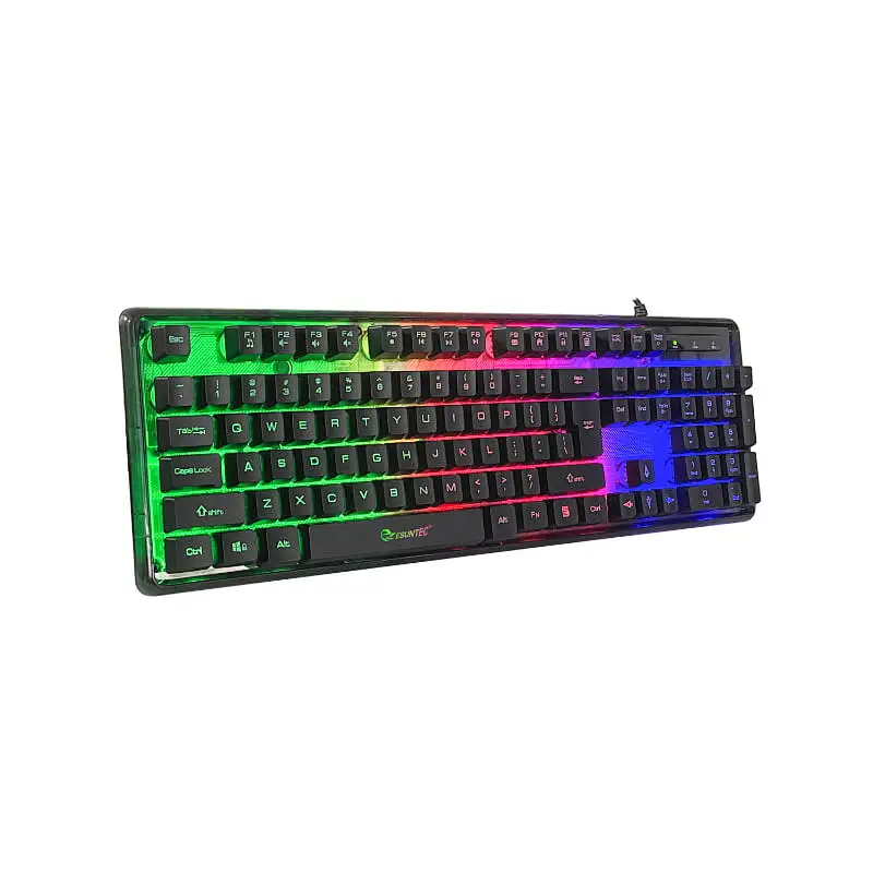 New USB Wired Gaming Keyboard Black Transparent Backlight  Mid-plate Gleaming Laser Keys Gaming Keyboard, KBL-707TB