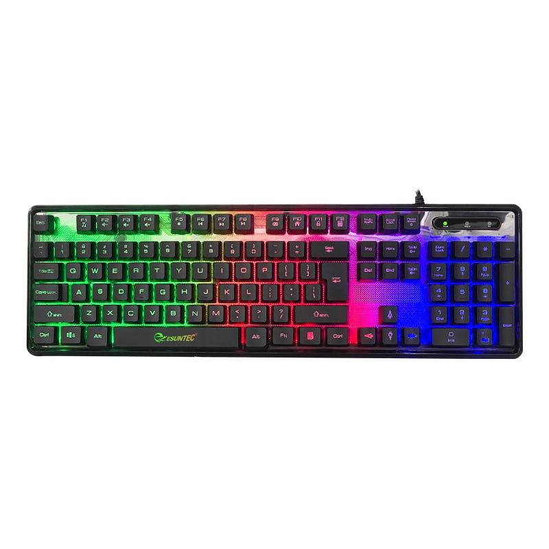 New USB Wired Gaming Keyboard Black Transparent Backlight  Mid-plate Gleaming Laser Keys Gaming Keyboard, KBL-707TB