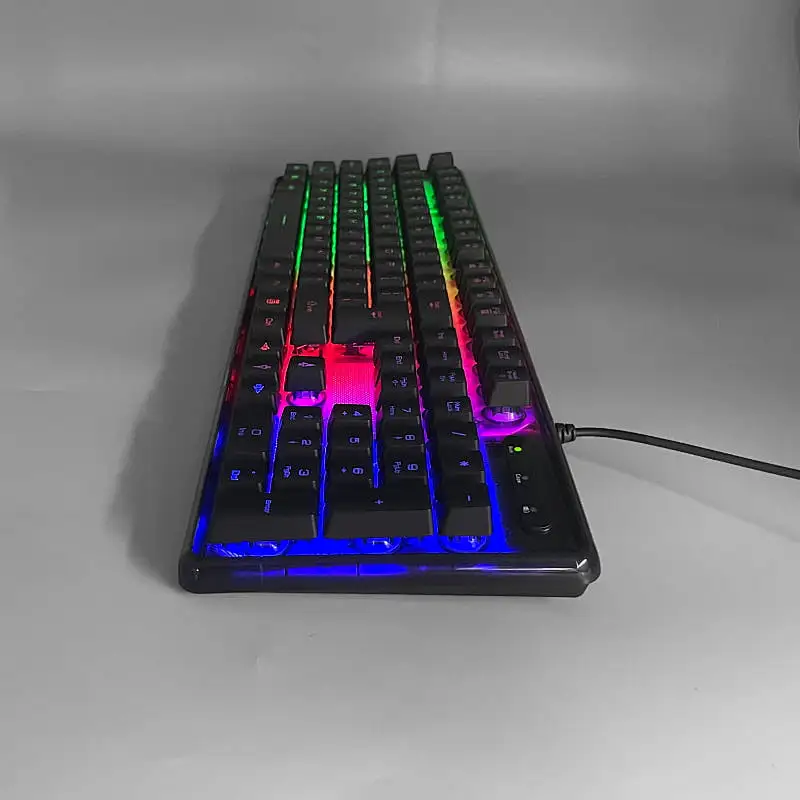 New USB Wired Gaming Keyboard Black Transparent Backlight  Mid-plate Gleaming Laser Keys Gaming Keyboard, KBL-707TB